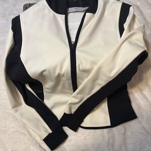 White and black fleece hooded jacket from Adidas by Stella McCartney collection